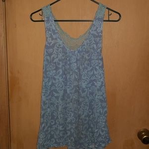 Blue tank top with lace back